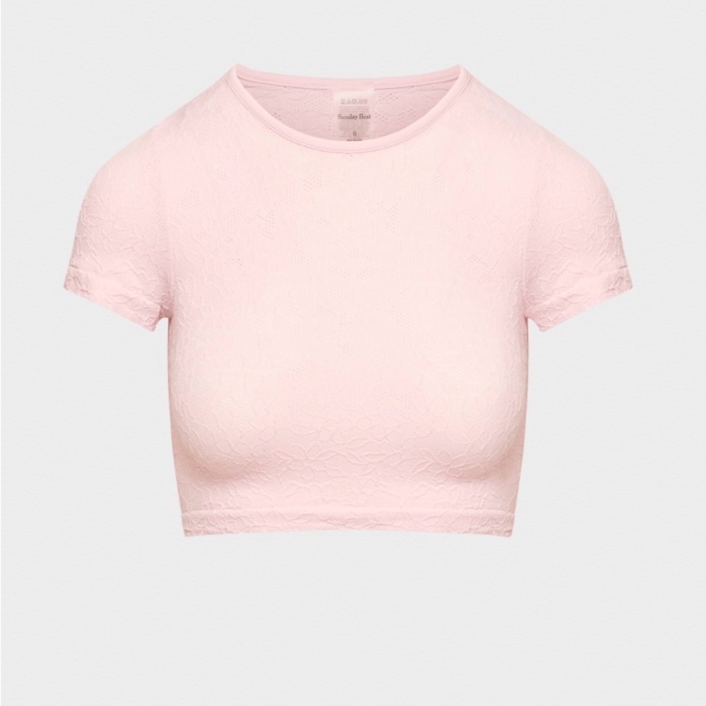 Aritzia Light Pink Textured Crop Top
